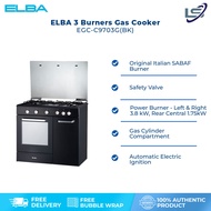 ELBA 2 Burners Gas Cooker EGC-C9703G(BK) | Original Italian SABAF Burner | Safety Valve