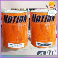 ☇◑ ℗ ۩ Nation Fast Dry or Flatwall Enamel 4 Liters QDE Quick Drying Dri Flat Wall White Maple Gallo