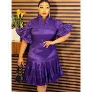Elegant African Dresses For Women Flare Sleeve Africa Clothing Plus Size Wedding Party Long Dress Da