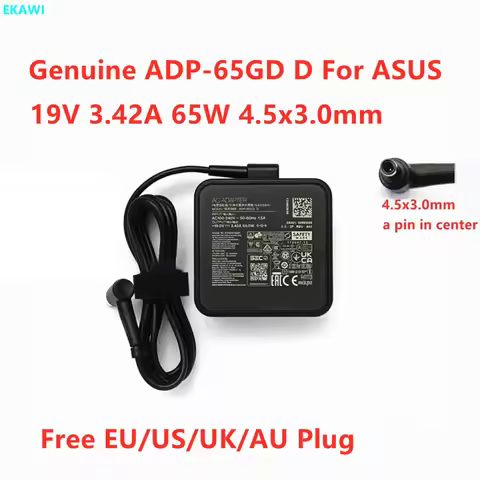 Genuine ADP-65GD D 19V 3.42A 65W 4.5x3.0mm AD10500 AC Adapter For ASUS Laptop Power Supply Charger