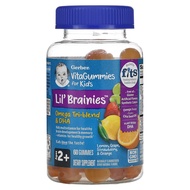 [PRE-ORDER] GERBER VITAGUMMIES FOR KIDS LIL BRAINIES OMEGA TRI-BLEND & DHA AGES 2+ LEMON GRAPE STRAW