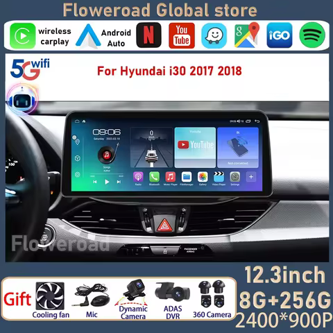12.3inch 2400*900 Android 15 For Hyundai i30 Elantra GT PD 2017 2018 2019 2020 2021 Car Radio GPS Mu
