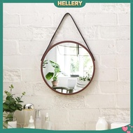 [HellerySG] Hanging Mirror Wall Mount Ornament Wood Framed Art Circle Mirror Makeup Mirror
