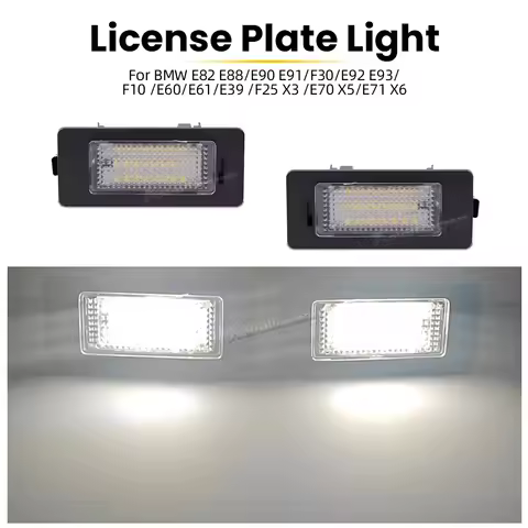 2PCS License Plate Light For BMW 1 3 4 5 X Series E82 E88 E90 E91 E92 E93 F32 E39 E60 E61 E70 X5 LED