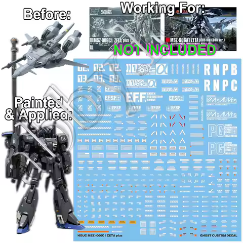 for HG 1/144 MSZ-006A1 Zeta Plus Unicorn Ver Premium B Club G HGUC C1 Water Slide Pre-cut UV Light-r