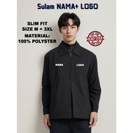 Jaket Korporat SWEATER Hitam Sulam Nama + Logo Add On Embroidery custom made