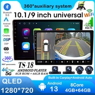 TS18 Octa 4G+64G 9/10.1 Inch Android Car Stereo Radio Bluetooth 2Din Multimedia MP5 MP3 Player Suppo