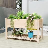 W-8&amp; Garden Bed Wooden Elevated Double-Layer Planting Box Balcony Vegetable Flower Planting Box Storage Rack Flower Stan