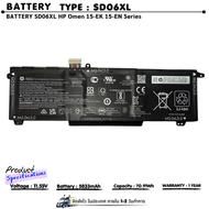 (ส่งฟรี ประกัน 1 ปี ) แบตเตอรี่โน้ตบุ๊ค HP SD06XL สำหรับ Omen 15 2020 EK1008TX EK0053TX EK1009TX EN0