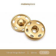 MAKERSPLACE Large Snap Button 20mm Gold Snap Button Sewing Iron Snap Button Metal Snap Button