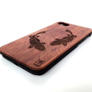 手工客制實木iPhone三星手機殼,個性禮品, 雙魚戲水