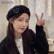 IESPOIR1T1 Winter Wool Berets Hat, Warm Heart Shape Plain Cap, Fashion Retro Solid Color All Matched