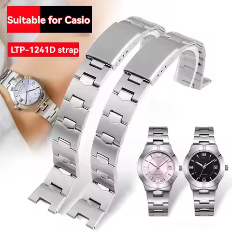 For Casio 3363 Female Watch LTP-1241 LTP-1241D-4A Series Watch Strap Student Metal Bracelet Stainles