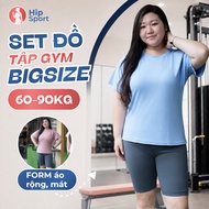 Big Size Women's Gym Set Up To 90kg Big Formal T-shirts Stretch Sweat Absorbent Pants 6 Colors Gym Y