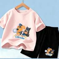 [COD](24 Hours Delivery)Sheriff Labrador Children's T-Shirt Casual 2-Piece Set Fashion For Little Bo