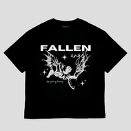 【COD】Satisfied Oversized T-Shirt Black Fallen Angel - M