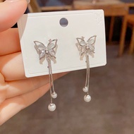 Nicedays🍒Anting Rumbai Mutiara Pita Peri Super Anting Ceruk Wanita Anting Panjang Gaya Keren