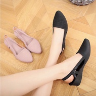 WEBEE Jelly Shoes Fashion Korean slope Low Heel Pointed Toe Shallow mouth Sandals