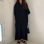 ขนาดบวก Aomei คุณชุดลําลองยาวสําหรับผู้หญิงสไตล์ฤดูร้อนย้อนยุคพร้อมปกโปโลหลวมพอดีปุ่มขึ้นเสื้อผ้าทํา