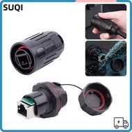 LUCKY-SUQI Ethernet Socket, Shielded CAT6 RJ45 Connector, Professional Dual Head IP67 Waterproof Dus