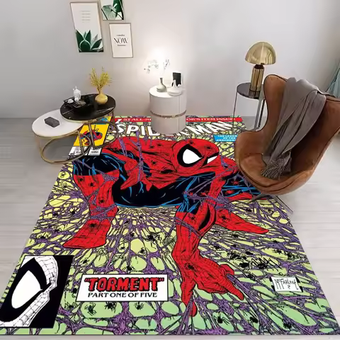 MINISO Marvel SpiderMan Peter Parker Carpet for Living Room Gaming Room Mat Teens Bedroom Men's Cave