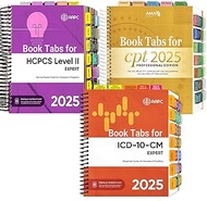 Index Tabs for AMA CPT Book, ICD-10 Code Book, HCPCS Level II Book, 3-Set Bundle 2025 Medical Coding