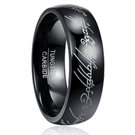 BONLAVIE 8MM The Lord of The Rings High Polish Black Plated Tungsten Carbide Ring Mens Ring US Size
