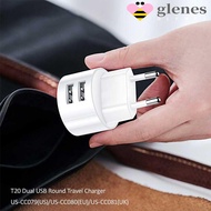 GLENES Dual Usb Round Charger 5V 2.1A Portable Mini Adapter Travel Charger Mobile Phone Adapter Char