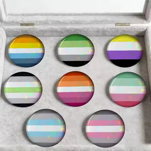 LGBT Rainbow Flag Soft Button Pin Round Metal Badge Lapel Pin Parts Gift Friends Kid Jewelry