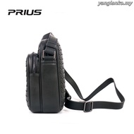 DELLON Black Woven Men's Leather Sling Bag