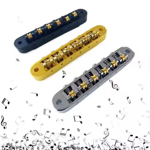 6 String Guitar Roller Bridge Adjustable Wraparound Guitar Bridge with Stopbar Studs Roller Tune-O-M
