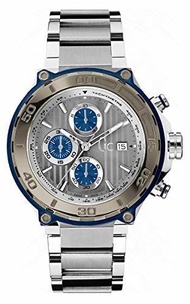 Guess Collection Gc Bold Men s Chronograph Watch Silver Blue Tone with Stainless Steel Bracelet X...