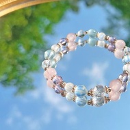 白水晶 粉晶 海藍寶 紫水晶 月光石 14K包金 天然水晶手鍊
