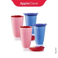 Tupperware Allegra Tall Tumbler (4) 450ml with lid Blue Red