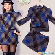 (全新) chanel款 外套格子毛呢套装