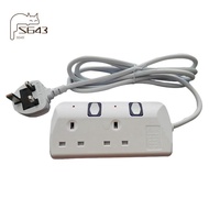 2 Way Extension Lead with Switches Portable White  in Home Office 2M/6.6FT 13A Extension Cable(UK Pl