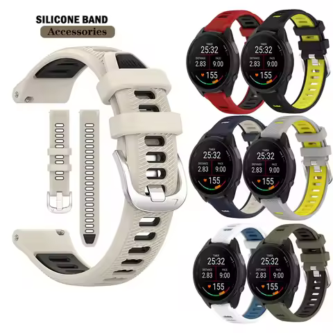 NEW 20mm Watch Band Run Silicone Strap For Garmin Forerunner 165 / 245 / 645 / 158 / Vivoactive 3 / 