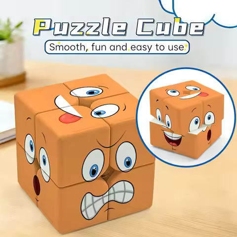 ZIINA STAR Emoji cube 2x2 Orange，2x2 speed cubes, 3D puzzle cube suitable for both children and adul