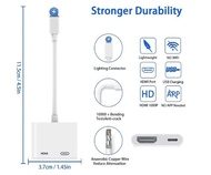 Lightning to HDMI Adapter, iPhone HDMI Adapter,1080P Digital AV Adapter Sync Screen Connector with C