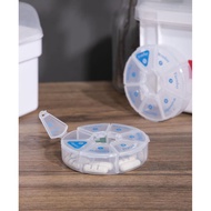 Japanese-Style Portable Pill Box Seven-Grid Week Pill Box Round Pill Storage Box Travel 1 Week Pill 