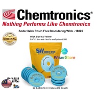 [CLEARANCE] Soder-Wick Rosin Flux Desoldering Wick - 18025 (Wick Size #2 Yellow, 0.06" / 1.5mm wide 