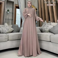Gamis Lebaran 2025 Viral Bahan Ceruty Babydoll Warna Burgundy Ukuran Jumbo LD 140 // Gamis Jumbo LD
