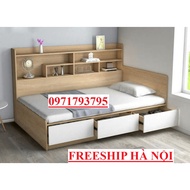 Giường ngủ thông minh gỗ công nghiệp MDF kèm kệ 1m2x2m