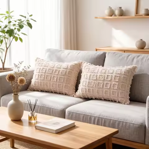 Decorative Cushion Pillow Case 30x50 Warm and Gentle Pillowcases Light Retro Natural Style Sofa Back