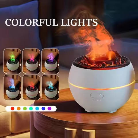 New style 360ml 7 colors fire flame Cool Mist humidifier Aroma Essential Oil h2o USB air Diffuser Vo