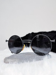 正圓霧面墨黑側六角 墨鏡框 古蕫眼鏡額縁 サングラス/sunglasses