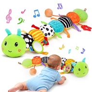 Baby Sensory Toy 0-6 Month Music Animal Stuffed Plush Caterpillar Toy for Infant 0-3-6-12 Month Old 