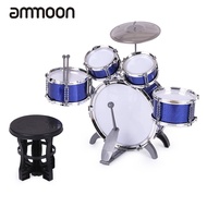 Children Kids Drum Set Musical Instrument Toy 5 Drums with Small Cymbal Stool Drum Sticks for Boys G