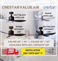 [CRESTAR] DC Ceiling Fan: Value Air | 40/46 Inch 3 Blades | 48/55 Inch 5 Blades