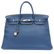 寶石藍色 Togo牛皮 Birkin 40 柏金包 手提包 口F刻 銀扣【HERMES 愛馬仕】